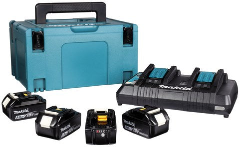 Load image into Gallery viewer, Makita accessoires 18v li-ion accu starterset 197626-8 (4x bl1850b 5.0ah) + duolader dc18rd in mbox - 197626-8
