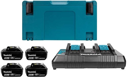 Load image into Gallery viewer, Makita accessoires 18v li-ion accu starterset 198091-4 (4x bl1860b 6.0ah) + duolader dc18rd in mbox - 198091-4
