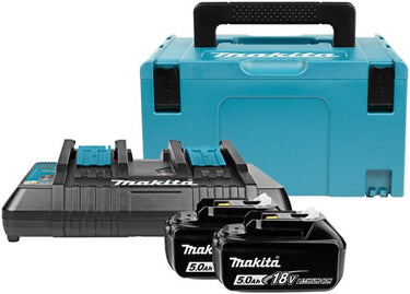 Makita 197629-2 | lxt accu starterset 18v in mbox (2x 5.0ah accu + dc18rd duolader) - 197629-2