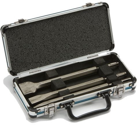 Load image into Gallery viewer, Makita accessoires 3-delige sds plus beitelset: punt, vlak en spadebeitel in aluminium koffer d-42357 - d-42357
