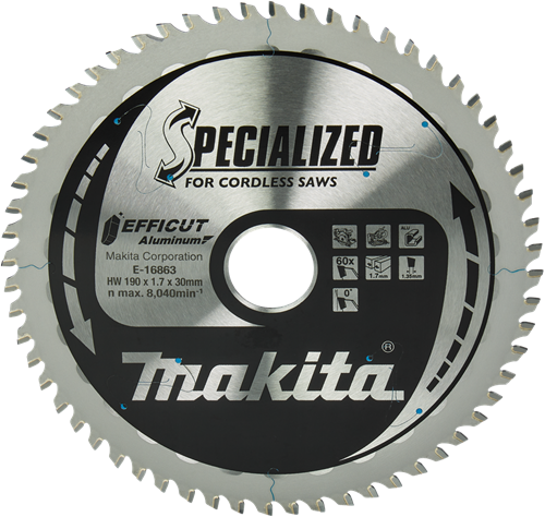Load image into Gallery viewer, Makita accessoires afkort- en cirkelzaagblad aluminium | efficut 190x30(20)mm 60t 0g - e-16863 e-16863
