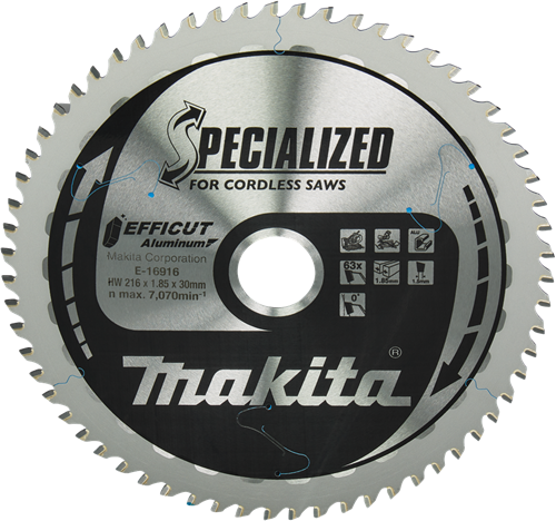 Afbeelding laden in galerijviewer, Makita accessoires afkortzaagblad aluminium | efficut 216x30mm 63t 0g - e-16916 - e-16916
