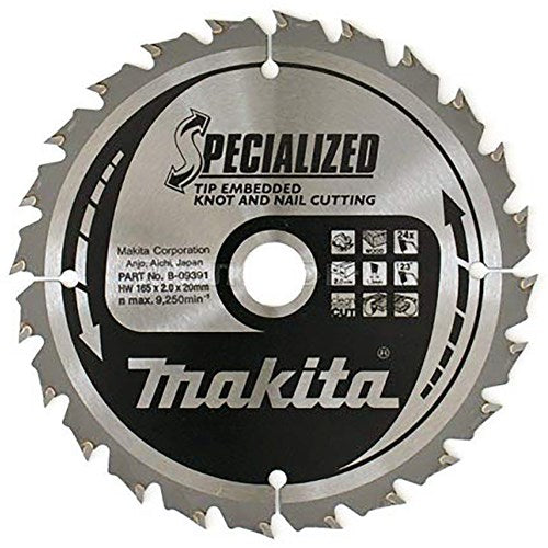 Makita accessoires makita b-33093 cirkelzaagblad hout (noest spijker) | specialized | 165 x 20 mm | 24-tands