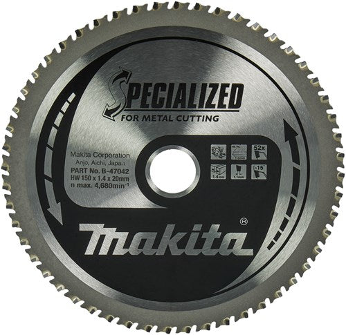 Afbeelding laden in galerijviewer, Makita accessoires cirkelzaagblad | dun plaatstaal | 150x20x1,4 52t 0gr - b-47042
