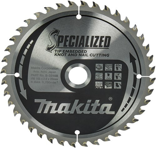 Load image into Gallery viewer, Makita accessoires cirkelzaagblad embedded tip165x20x2,0 40t 18g - b-09472

