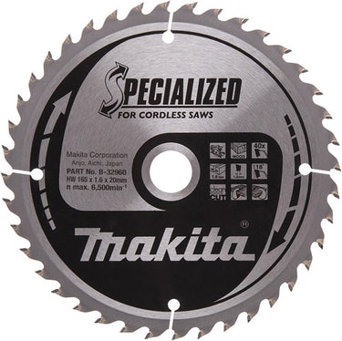 Makita accessoires cirkelzaagblad | hout | 165x20x1,6 40t 18g - b-32960