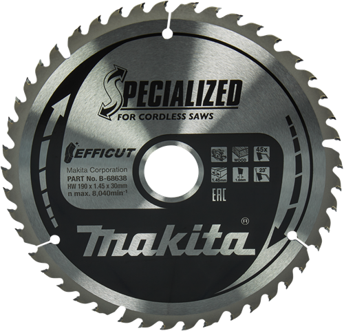 Load image into Gallery viewer, Makita accessoires cirkelzaagblad hout | efficut 190x30x1,45 45t 23g - b-68638 - b-68638

