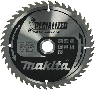 Makita accessoires makita cirkelzaagblad voor hout | specialized | ø 165mm asgat 20mm 44t - b-53229