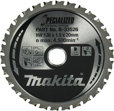 Makita accessoires makita cirkelzaagblad voor zacht staal | specialized | ø 136mm asgat 20mm 30t - b-33526