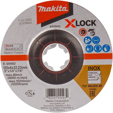 Makita accessoires e-00402 | afbraamschijf | x-lock | 125x6,0x22,23mm rvs - e-00402