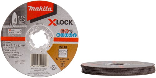 Load image into Gallery viewer, Makita accessoires e-00418 | doorslijpschijf | x-lock | 125x1,2x22,23mm | rvs | 10 stuks - e-00418
