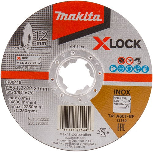 Load image into Gallery viewer, Makita accessoires e-00418 | doorslijpschijf | x-lock | 125x1,2x22,23mm | rvs | 10 stuks - e-00418

