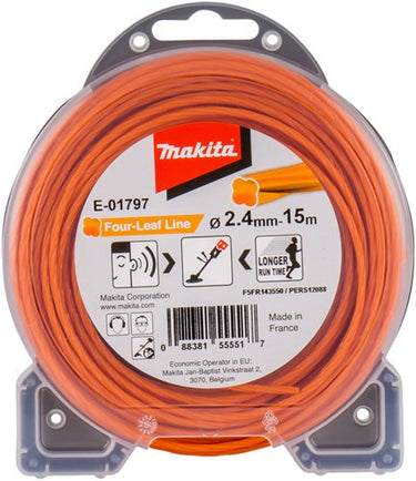 Makita accessoires makita e-01797 klaverbladvormig maaidraad 2,4x15 meter oranje