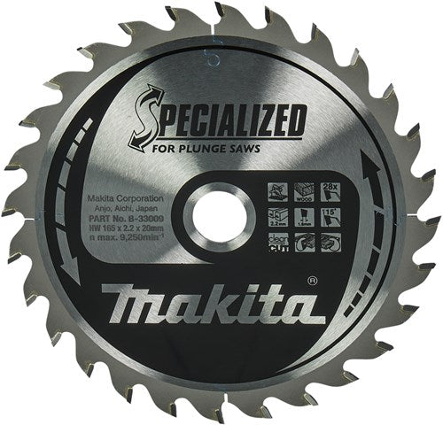 Load image into Gallery viewer, Makita accessoires invalcirkelzaagblad | hout | 165x20x2,2 28t 23g - b-33009
