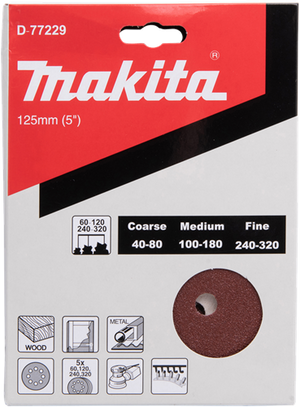 Makita accessoires schuurschijf 125mm red velcro - d-77229 - d-77229