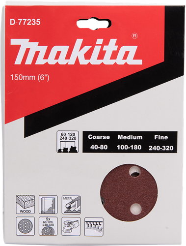 Load image into Gallery viewer, Makita accessoires schuurschijf 150mm red velcro - d-77235 d-77235
