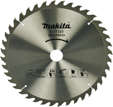 Makita accessoires makita afkortzaagblad voor hout | standaard | ø 260mm asgat 30mm 40t - d-77322