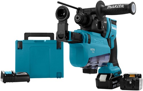 Makita dhr182twju accu combi boorhamer 18v | sds-plus | 5.0ah in mbox met stofafzuiging - dhr182twju