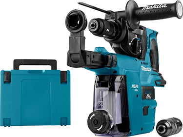 Makita dhr243zjw 18 volt combihamer | sds-plus | met verwisselbare boorkop met stofafzuiging | zonder accu's en lader in m-box - dhr243zjw
