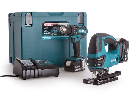 Load image into Gallery viewer, Makita dlx2134tj | dhp482 accu klopboormachine + djv180 accu decoupeerzaag | 18v 5.0ah li-ion
