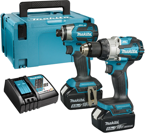 Load image into Gallery viewer, Makita dlx2528tj 18v combopack dhp489 klopboormachine + dtd173z slagschroevendraaier 5,0 ah accu (2 st), in mbox
