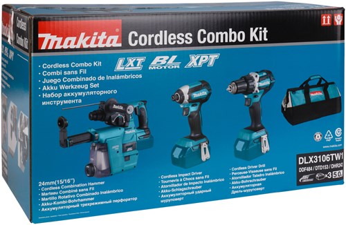 Makita dlx3106tw1 | lxt accu combiset 18v ddf484 + dtd153 + dhr242 in tas (3x 5.0ah accu + snellader) - dlx3106tw1