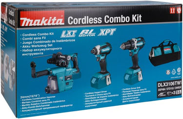 Makita dlx3106tw1 | lxt accu combiset 18v ddf484 + dtd153 + dhr242 in tas (3x 5.0ah accu + snellader) - dlx3106tw1