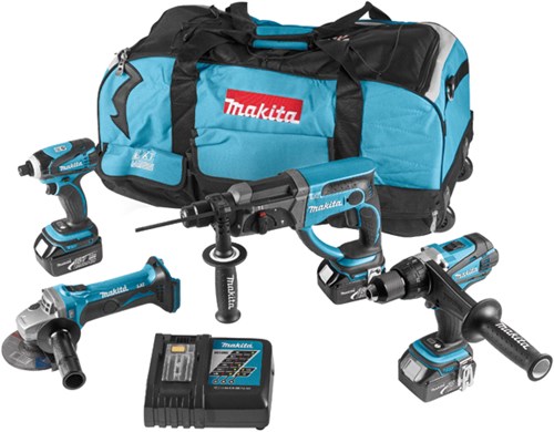 Afbeelding laden in galerijviewer, Makita dlx4017 | lxt accu combiset 18v ddf458 + dhr202 + dtd146 + dga452 in tas (3x 3.0ah accu + dc18rc snellader) - dlx4017
