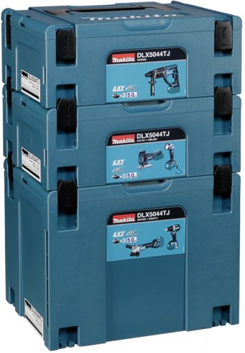 Makita dlx5044tj | lxt accu combiset 18v boorhamer + decoupeerzaag + haakse slijper + lamp + boormachine in koffer (3x 5.0ah accu + lader) - dlx5044tj
