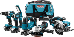 Makita dlx6082t comboset 18v li-ion met 3x 5.0ah accu's - voor (klop)boren, (slag)schroeven, zagen en slijpen - dlx6082t
