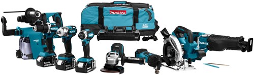 Load image into Gallery viewer, Makita dlx8026tw1 18v combiset voor (slag)schroeven, (klop)boren, slijpen, zagen en monteren met multitool 5,0 ah accu's (3 st.) - dlx8026tw1
