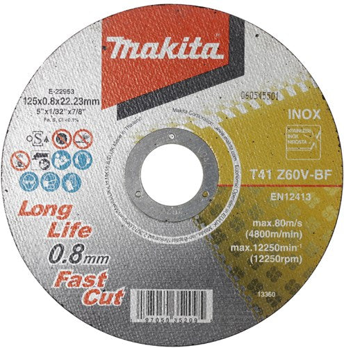 Load image into Gallery viewer, Makita accessoires makita doorslijpschijf rvs 125mm x 0,8 mm inox (12 stuks) - e-22953-12
