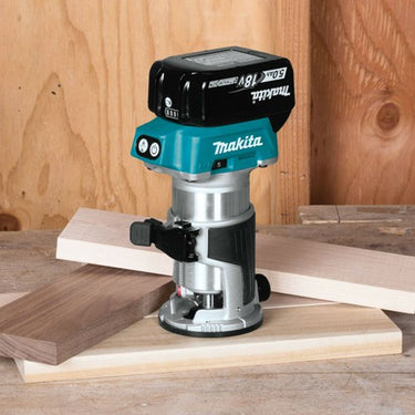 Makita drt50zjx9 accu freesmachine 18v li-ion | zonder accu's en lader in m-box met geleiderail adapter - drt50zjx9