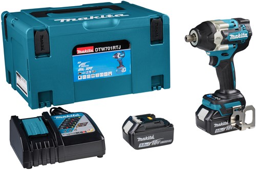 Load image into Gallery viewer, Makita dtw701rtj | 18v | accu slagmoersleutel | 1 2 met verende borgpen | 2 x 5.0 ah accu + snellader | in mbox

