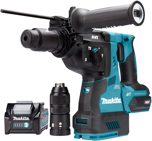 Makita hr002gm204 40v max combihamer | sds-plus | 4,0 ah accu (2 st), lader, in mbox, met stofafzuiging en aws zender - hr002gm204