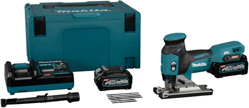 Load image into Gallery viewer, Makita jv001gd201 40 v max accu decoupeerzaag t-greep body | 2,5 ah accu (2 st), snellader, in m-box
