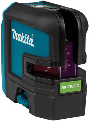 Makita sk106gdz kruislijn punt laser groen zonder accu's en lader, in doos met tas - sk106gdz