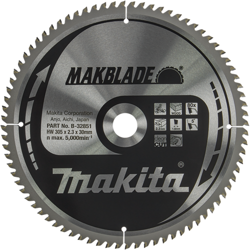 Makita accessoires makita zaagblad hout 305x30x2.3 80t 5g - b-32851