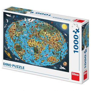 Dinotoys dino puzzel - bijzondere wereldkaart - 1000 stukjes
