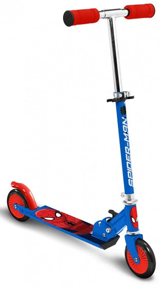 Spider-Man 2-wiel Kinderstep Opvouwbaar Voetrem Blauw Rood