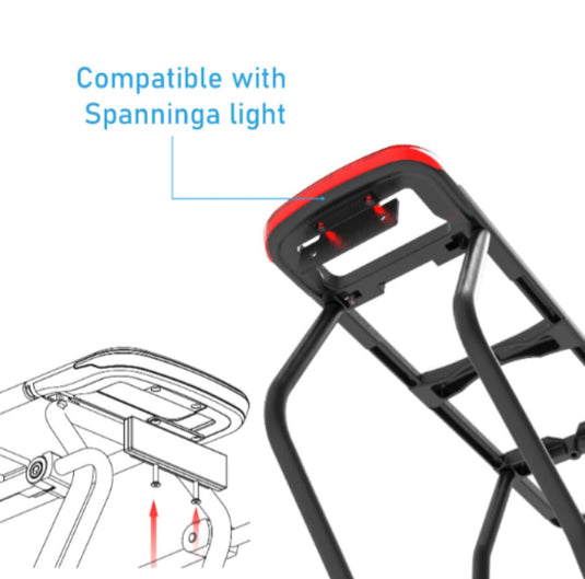 Massload achterdrager alu mik, mat-zwart met spanninga lamp