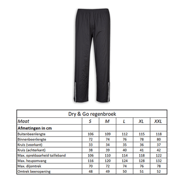 Regenbroek Dry Go maat L