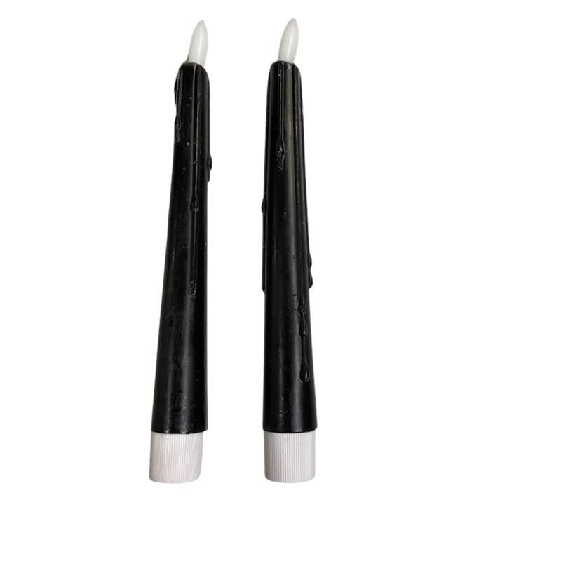 Afbeelding laden in galerijviewer, Magic flame candles led dinerkaars druip 20cm zwart set a 2
