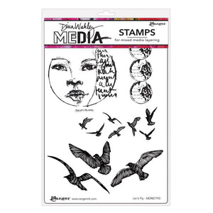 Ranger ink ranger • dina wakley media cling stamps let it fly