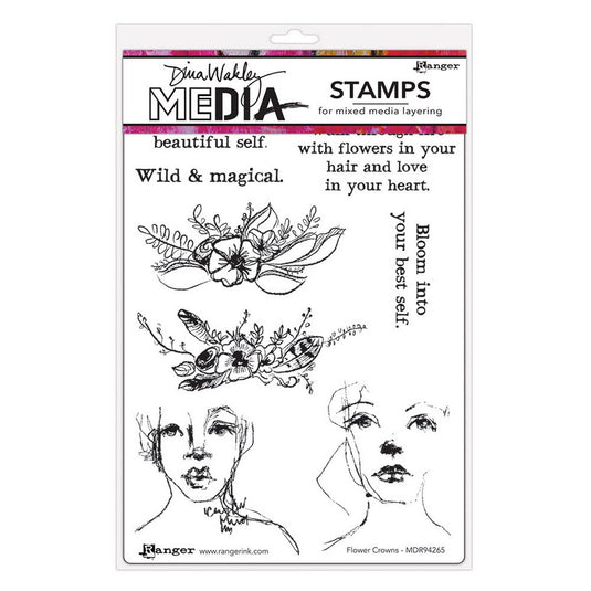 Ranger ink ranger • dina wakley media cling stamps flower crowns