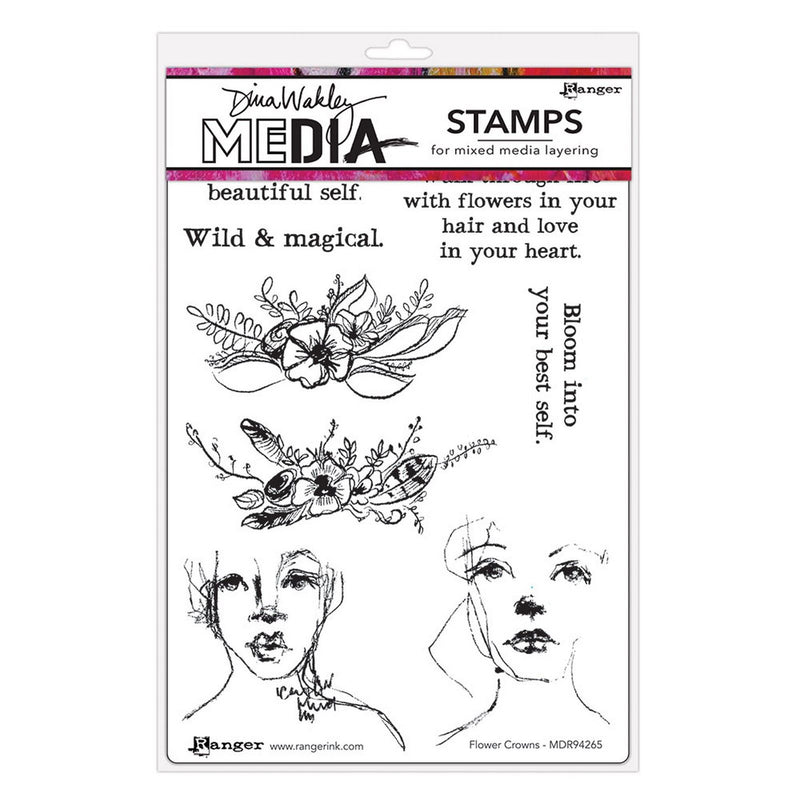 Load image into Gallery viewer, Ranger ink ranger • dina wakley media cling stamps flower crowns
