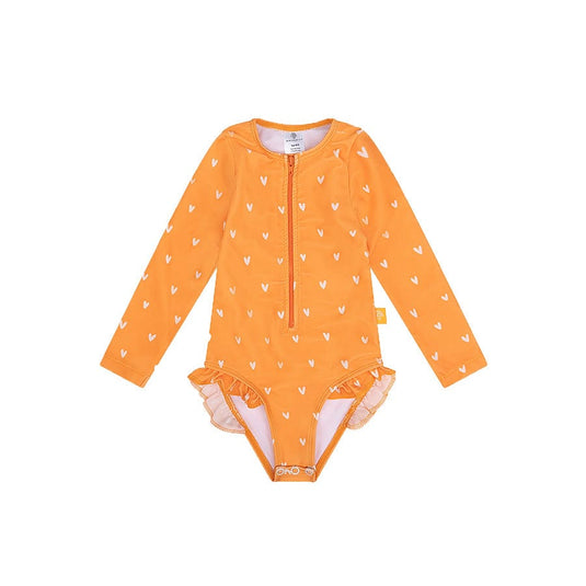 Orange kiss | oranje meisjes uv badpak met lange mouwen