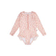 Leopard | oudroze meisjes uv badpak met lange mouwen