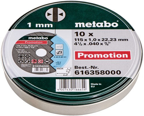 Load image into Gallery viewer, Metabo accessoires metabo doorslijpschijven in blik (10 st.) ø 115x1,0x22,23 - 616358000
