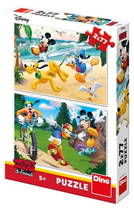 Dinotoys dino puzzel - disney mickey mouse en vriendjes - 2 x 77 stukjes